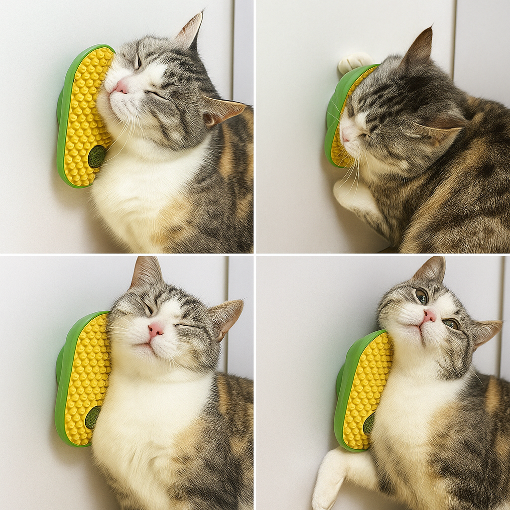 Cat self-grooming brush toy
