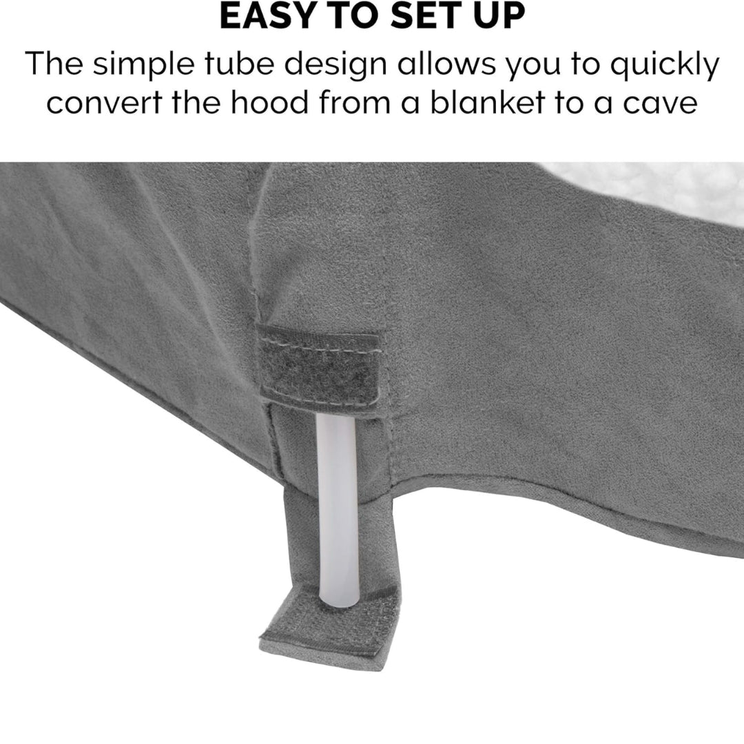 

Gray round dog bed with removable