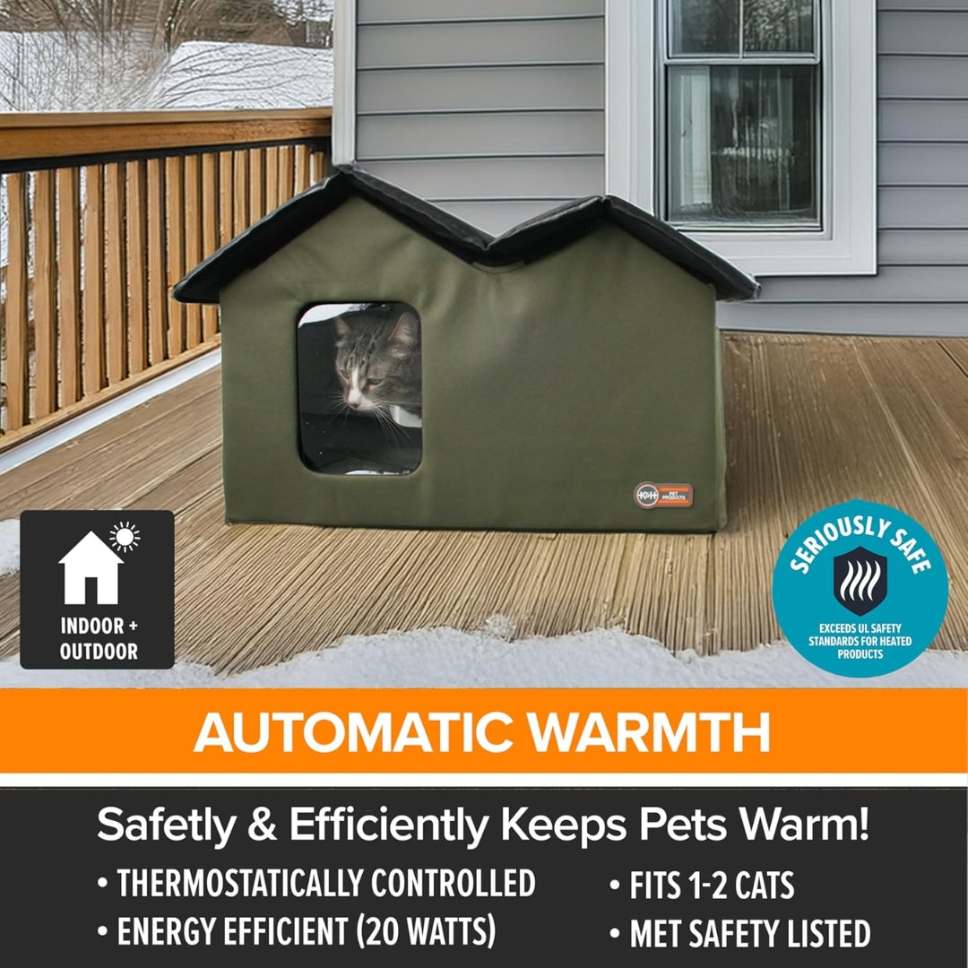 

Heated outdoor cat shelter with removable washable cover