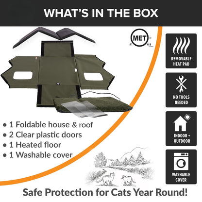 

Dual door outdoor pet house with clear plastic flaps for safety