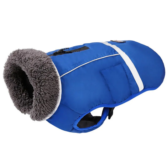 Reflective waterproof winter dog jacket with fleece lining