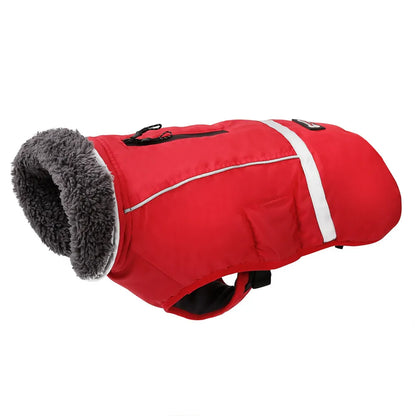 

Comfortable adjustable winter dog jacket for all breeds red

