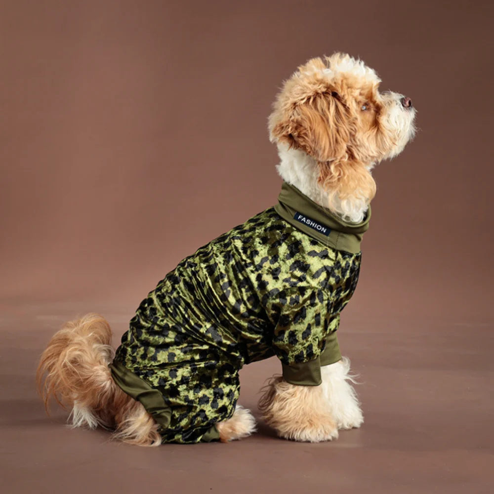 

Stretchable leopard pattern dog jumpsuit