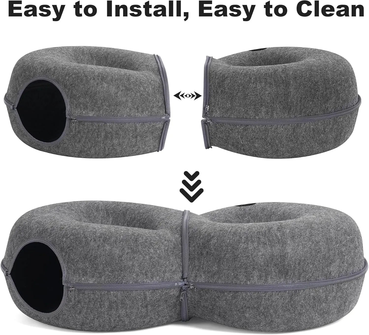 

Foldable zippered cat donut tunnel for easy cleaning
