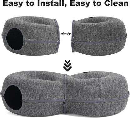 

Foldable zippered cat donut tunnel for easy cleaning