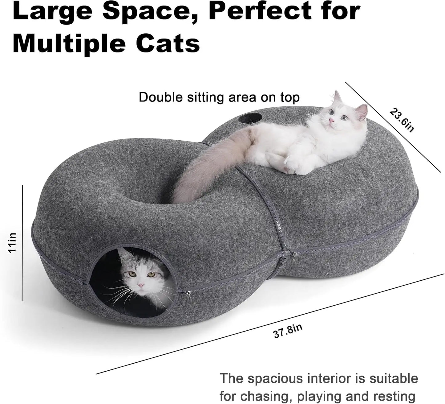 

Donut-style cat tunnel hideout for multiple cats