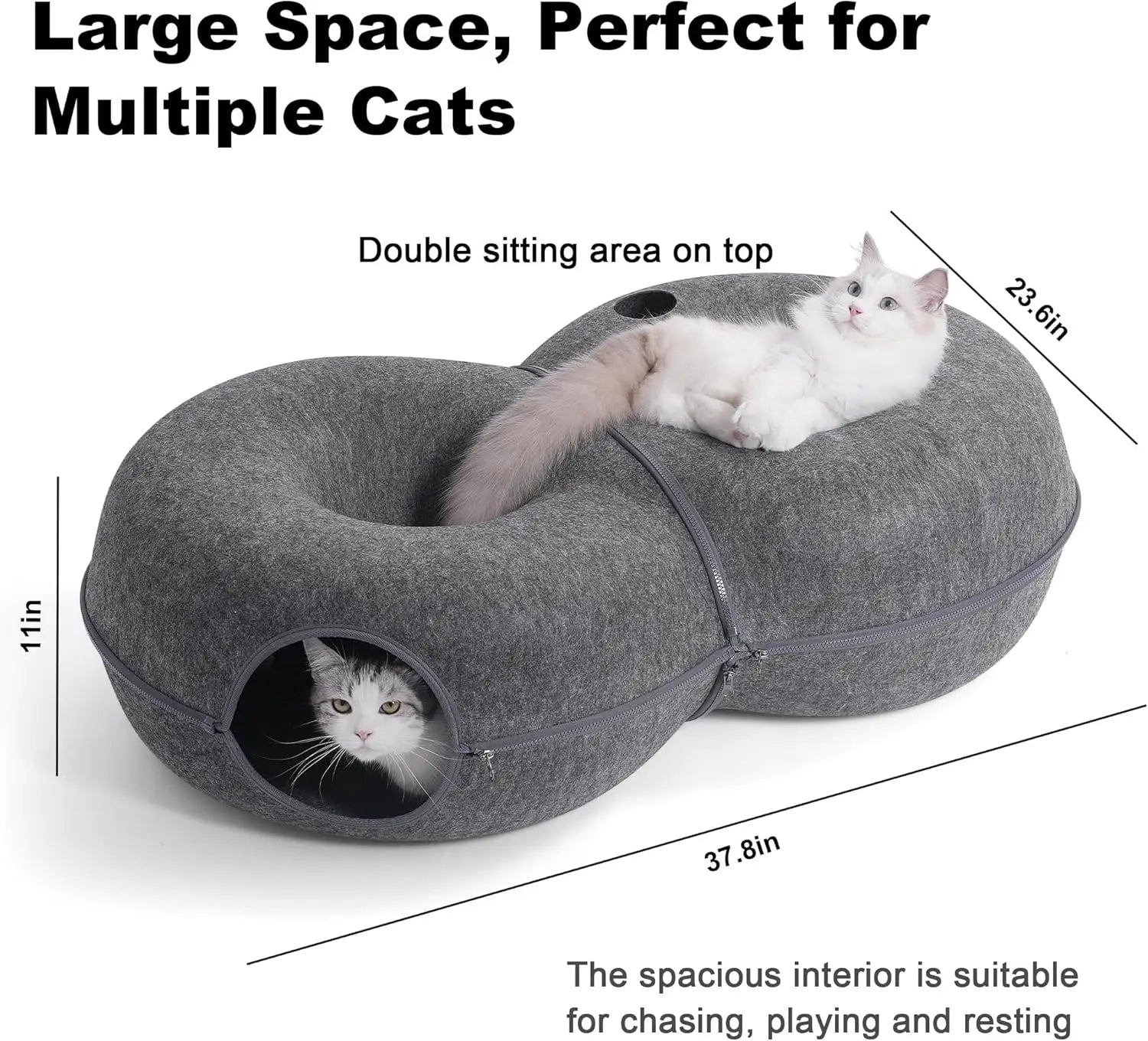 

Donut-style cat tunnel hideout for multiple cats