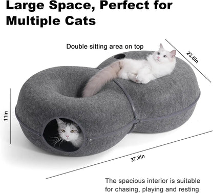 

Donut-style cat tunnel hideout for multiple cats